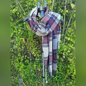 Massini Oversized Plaid Tartan Scarf – Soft 100% Acrylic Fringe Wrap